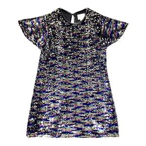 Sequins Colorful Planet Flutter‎ Sleeve Mini Party Dress XXL 2XL 18 20 Plus